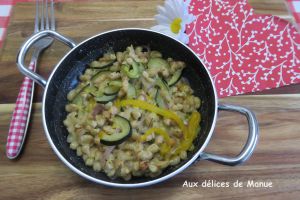 Recette Gratin d'haricots blancs à la courgette et poivron à la  cancoillotte