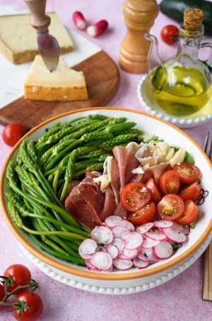 Recette Salade asperges des bois, jambon et parmesan