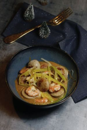 Recette Crevettes et boudin à la bisque au cidre