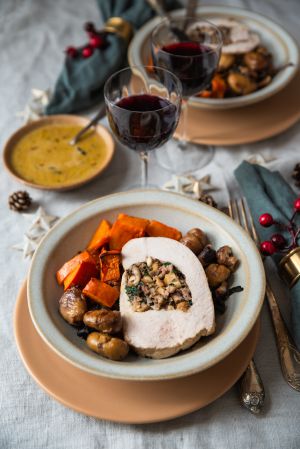 Recette Rôti de Dinde au four farci aux marrons