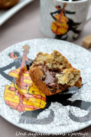 Recette Muffins banana bread, coeur pâte à tartiner chocolat (sans oeuf)
