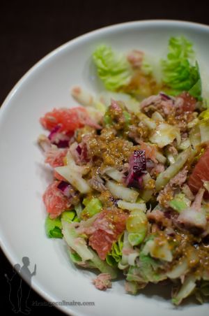 Recette Salade de thon, de pamplemousse et de fenouil, vinaigrette à la moutarde