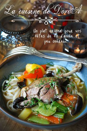 Recette Soupe à la canette confite et légumes croquants
