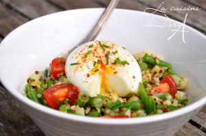 Recette Salade de quinoa et boulgour aux légumes verts et oeuf mollet