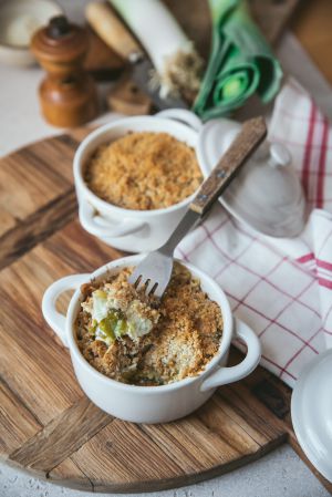 Recette Crumble salé Poireaux et Parmesan