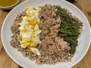 Recette Salade de sarrasin au thon, haricots verts et œuf