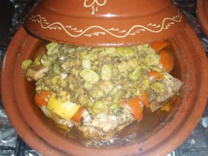 Recette Tajine de poisson au feves الحــــــــــــــوت بالفـــــــــول