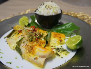 Recette Filet de colin sauce curcuma au riz blanc - huile sésame